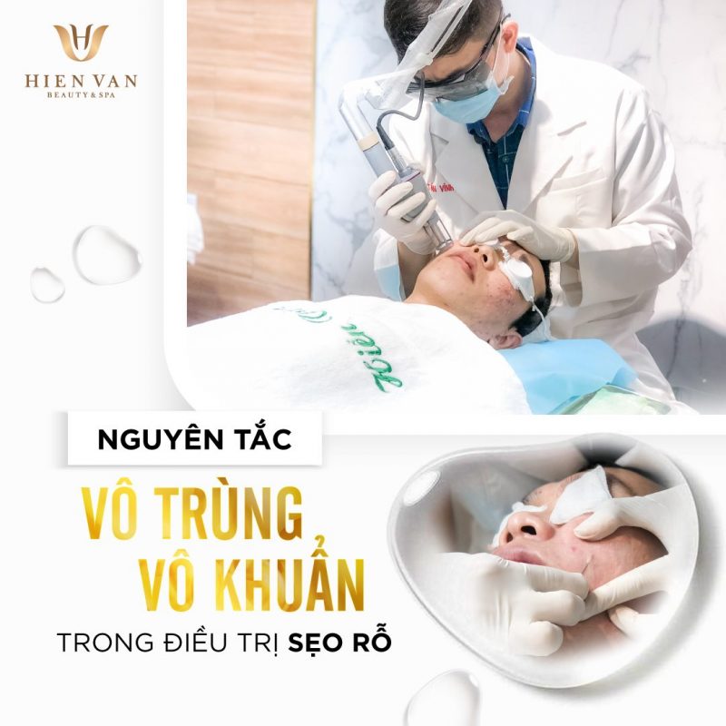 Nguyên tắc vô trùng vô khuẩn rất quan trọng trong quá tình điều trị sẹo rỗ được HHV Clinic tuân thủ